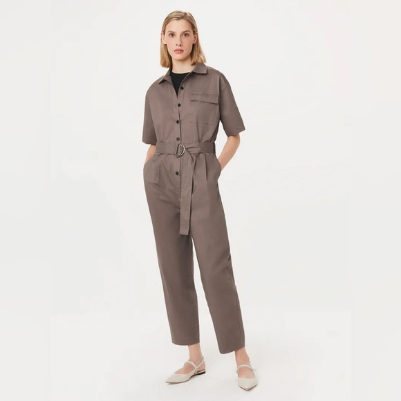 NWT Frank And Oak Clay Grey Taupe Utility Combat Oversized Parachute Jumpsuit - Picture 3 of 14